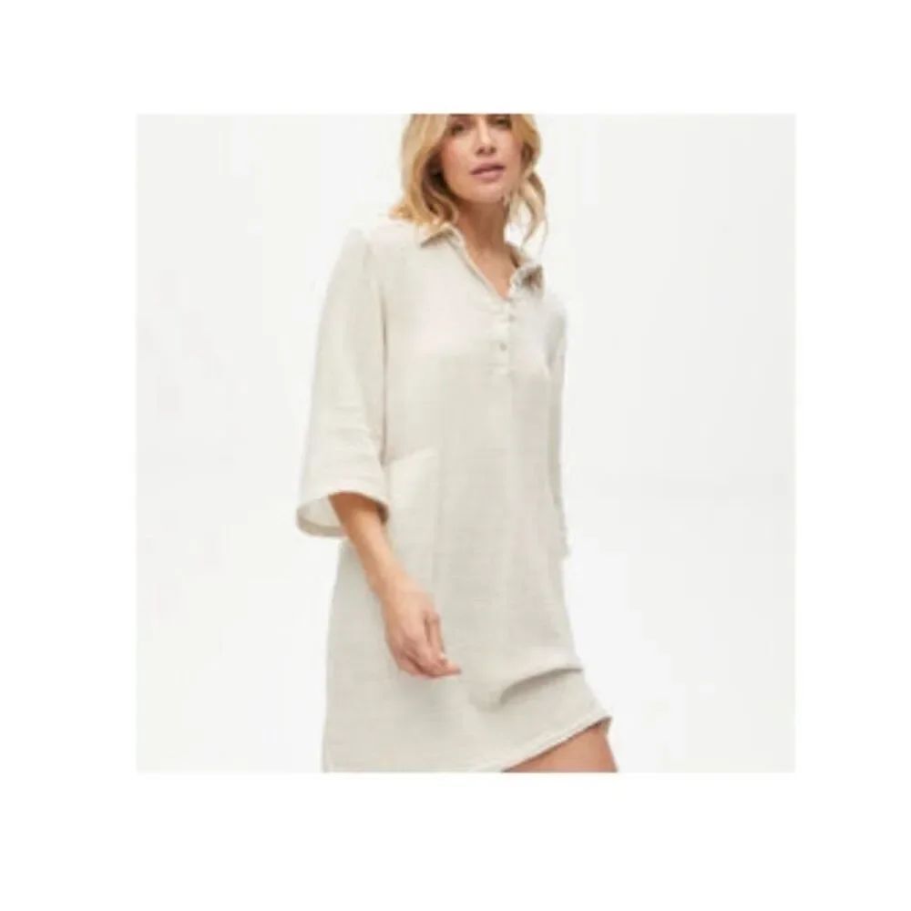 Michael Stars Beige Cecily Gauzy Shirt Dress sz L NWT